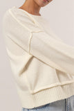 Daniella Dropped Shoulder Ribbed Sweater in Cream