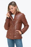 Carson Zip Up Puffer Jacket in Brandy