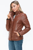 Carson Zip Up Puffer Jacket in Brandy