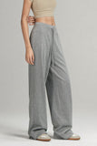 Joey Drawstring Wide Leg Pants in Grey & Black