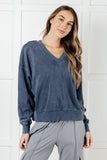 Mineral Wash French Terry Pullover in Blue