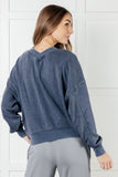 Mineral Wash French Terry Pullover in Blue