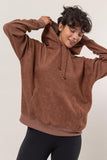 Brushed Long Sleeve Hoodie with Kangaroo Pocket in Chesnut