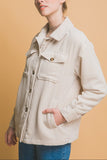 Owen Corduroy Sherpa Lined Jacket in Cream