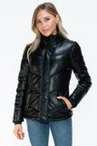 Carson Zip Up Puffer Jacket in Black