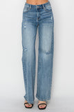 Nicole High Waist Distressed Wide Leg Jeans