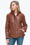 Carson Zip Up Puffer Jacket in Brandy