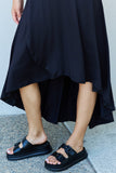 High Waisted Flare Maxi Skirt in Black