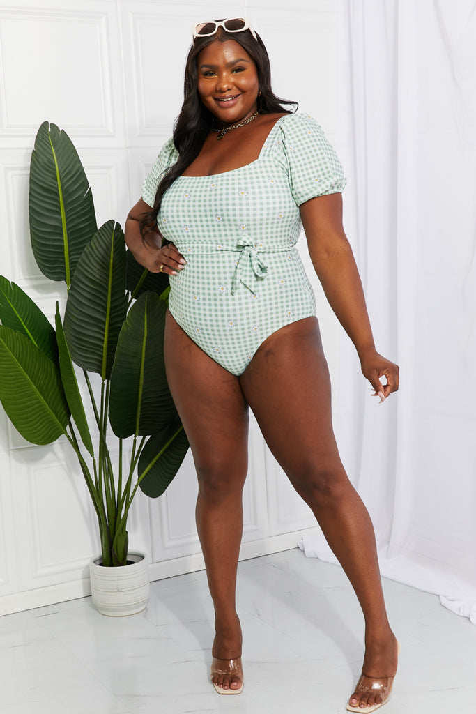 Puff Sleeve One-Piece in Sage