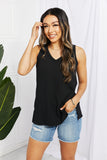 Sunny Ribbed V-Neck Tank in Black