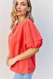 Puff Short Sleeve Top In Tomato