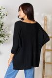 Jessica High-Low Slit Knit Top in black