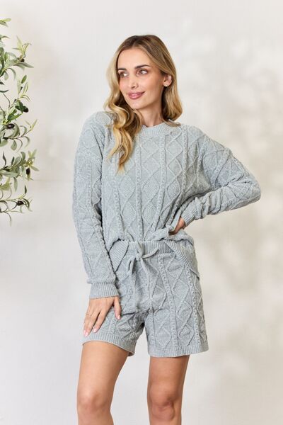 Joey Cable Knit Drawstring Sweater Shorts