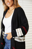 Dylan Striped Rib-Knit Open Front Cardigan