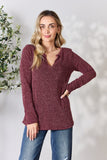 Notched Long Sleeve Top