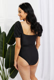 Salty Air Puff Sleeve One-Piece in Black