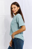 Reed Button Down Waffle Top in Blue