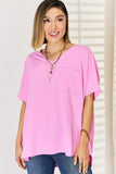 Alexa Texture Short Sleeve Top in Candy Pink