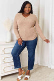 Drawstring Ribbed Long Sleeve Top