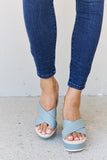 Vicky Contrast Platform Sandals in Misty Blue