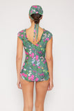 Bring Me Flowers V-Neck One Piece Swimsuit In Sage