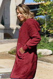 Hooded Teddy Jacket with Thumbholes