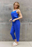 Textured Woven Jumpsuit in Royal Blue