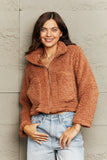 Sienna Zip-Up Collared Teddy Jacket