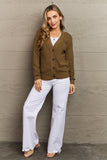 Fiona Full Size Button Down Cardigan in Olive