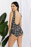 Float On Ruffle Faux Wrap One-Piece in Floral