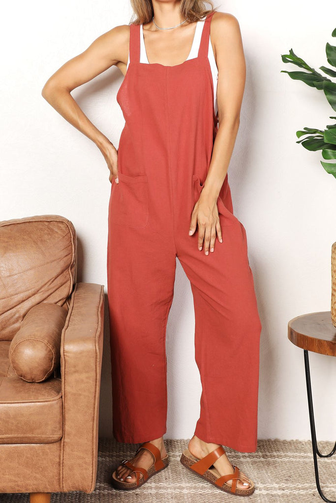 Madeline Wide Leg Overalls with Front Pockets