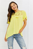 Poppy Lace Embroidered Top in Yellow Mousse
