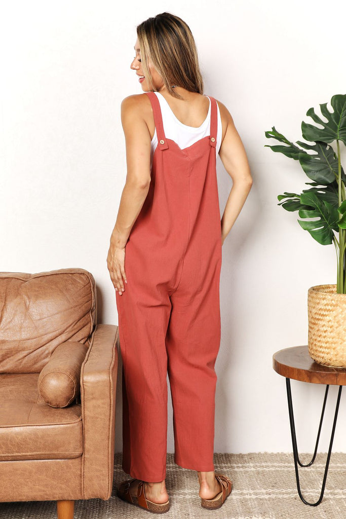 Madeline Wide Leg Overalls with Front Pockets