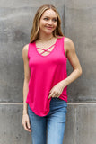 Criss Cross Front Detail Sleeveless Top in Hot Pink
