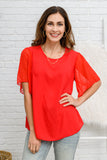 Love Short Sleeve Blouse In Red