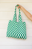 Checkerboard Big Bag in Green & White
