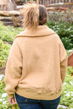 Oversized Collar Sherpa Jacket In Taupe