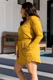 Jordy Long Sleeve Hoodie Romper with Shorts in Gold Spice