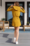 Jordy Long Sleeve Hoodie Romper with Shorts in Gold Spice