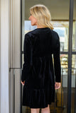 Velvet V-Neck Dress in Black