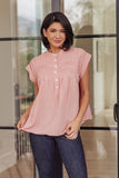 Lonny Pleat Detail Button Up Blouse in Pink