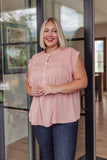 Lonny Pleat Detail Button Up Blouse in Pink