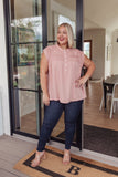 Lonny Pleat Detail Button Up Blouse in Pink