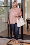 Lonny Pleat Detail Button Up Blouse in Pink