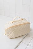 Large Quilted Makeup Bag in Cream