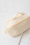 Large Quilted Makeup Bag in Cream