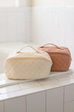 Large Quilted Makeup Bag in Cream