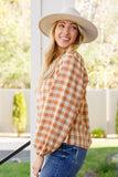 Afternoon Gingham Plaid Top In Carameli