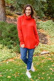 Jordan Roll Neck Sweater In Red