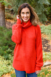 Jordan Roll Neck Sweater In Red